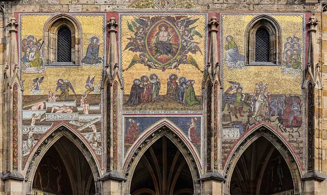 Le jugement dernier sur la cathédrale saint guy du château de Prague
